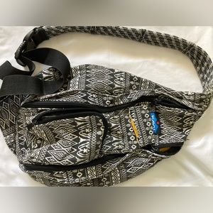 Kavu crossbody sling bag, black and white.